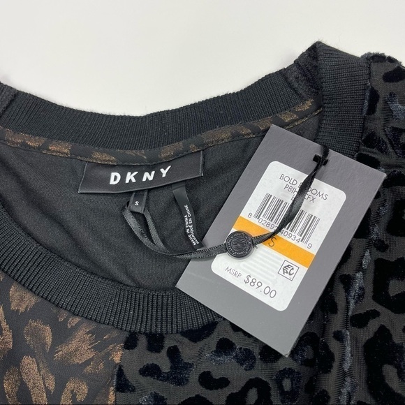 DKNY Top Blouse Size S Mixed-Print Two-Tone NWT - Picture 11 of 11